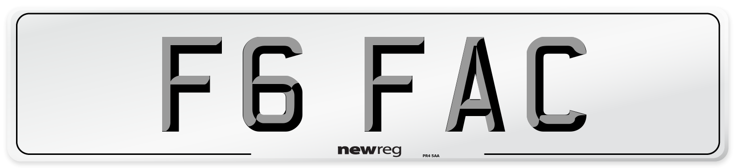 F6 FAC Number Plate from New Reg